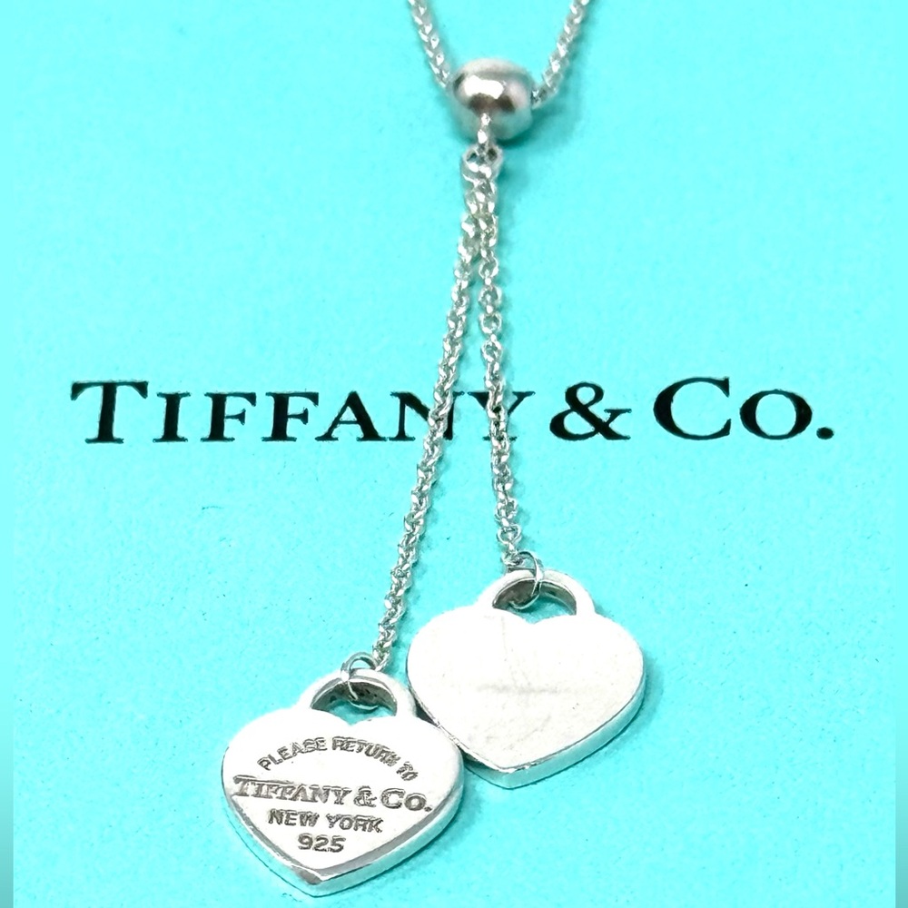 Authentic Tiffany & CO. Return To Double Heart Dangle Necklace.